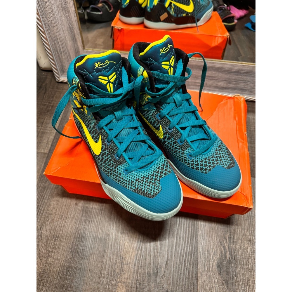 Nike Kobe 9 Elite GS Hero Turquoise Blue Yellow 636602-400 Kids Size 6.5Y NIB
